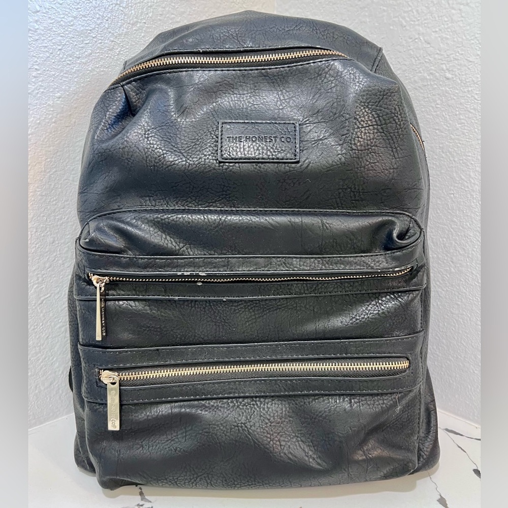 The Honest Company City Backpack Diaper Bag Black Insulated Pocket Changing Pad
